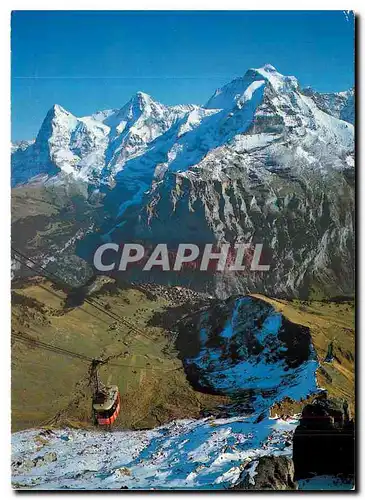 Cartes postales moderne Schilthornbahn Blick auf Murren mit Eiger Monch und Jungfrau