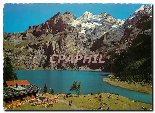 Cartes postales moderne Oeschinensee mit Berghaus alkoholfrei