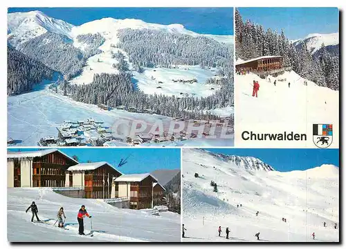 Moderne Karte Churwalden im Skigebiet von Pradaschier und Alp Statz mit dem Schaffhauser Jugendzentrum