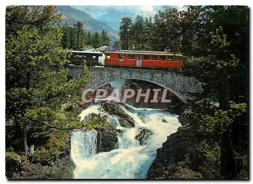 Cartes postales moderne Wasserfall Morteratsch Berninabahn Train