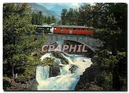 Moderne Karte Wasserfall Morteratsch Berninabahn Train