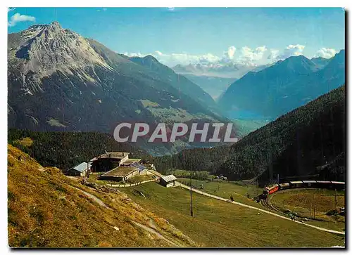 Moderne Karte Alp Grum Ausblick ins Puschlav mit Bergamaskeralpen Italien