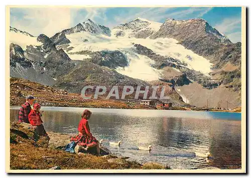 Moderne Karte Am Bernina Hospiz mit Lago della Crocetta und Piz Camrena