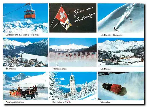 Cartes postales moderne Gruss aus St Moritz Luftseilbahn St Moriz Piz Nair