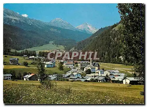 Moderne Karte Dorfpartie Sta Maria Val Mustair mit Piz Daint