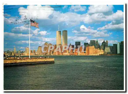 Moderne Karte New York City Downtown Skyline as seen from Ellis Island