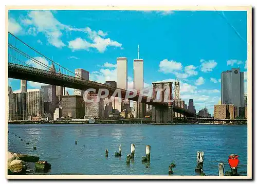 Moderne Karte New York City Brooklyn Bridge and the lower Manhattan skyline