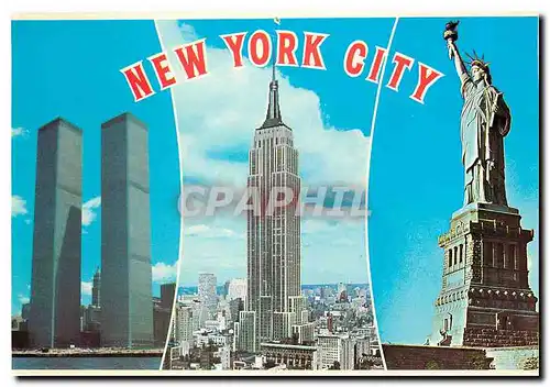 Cartes postales moderne New York City The Statue of Liberty Empire State Building and the World Trade Center
