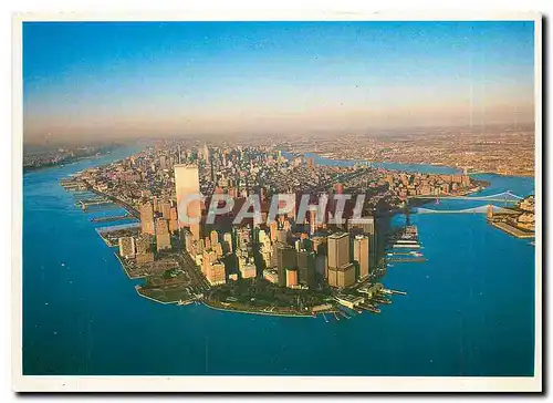 Cartes postales moderne New York City Starting at the southern tip of Manhattan Island this aerial view extends northwar