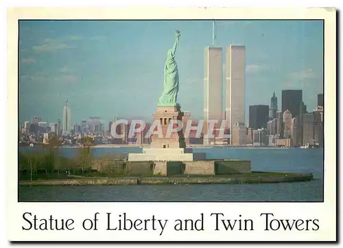 Moderne Karte Statue of Liberty and Twin Towers