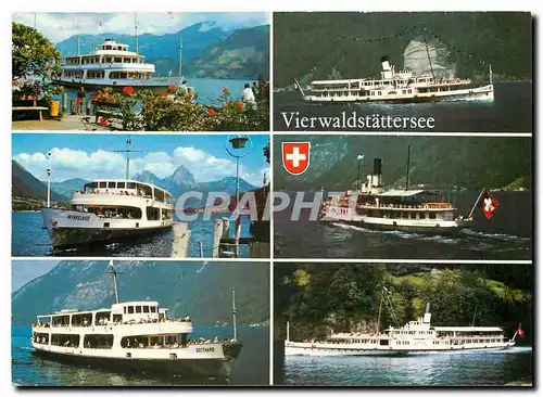 Moderne Karte Vierwaldstattersee Motorschiffe und Raddampfer