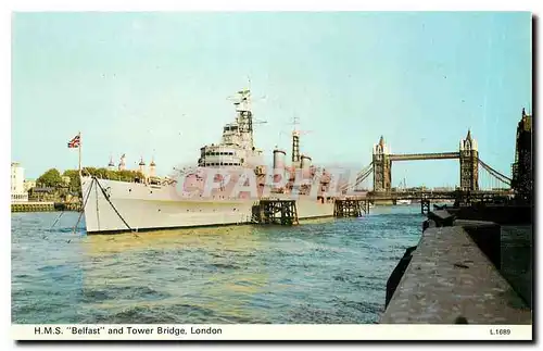 Cartes postales moderne HMS Belfast and Tower Bridge London