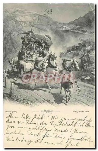 Cartes postales moderne Gotthardpost Caleche