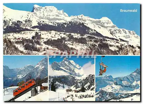 Cartes postales moderne Braunwald Gl Schweiz Blick auf die Bergterrasse Braunwald