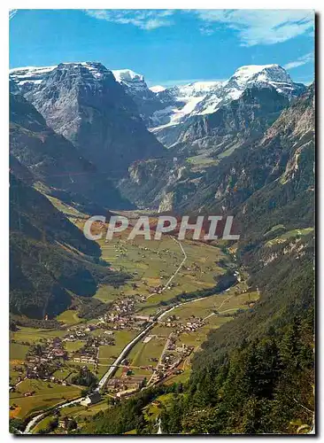 Moderne Karte Braunwald Schweiz Blick auf Linthal mit Todikette