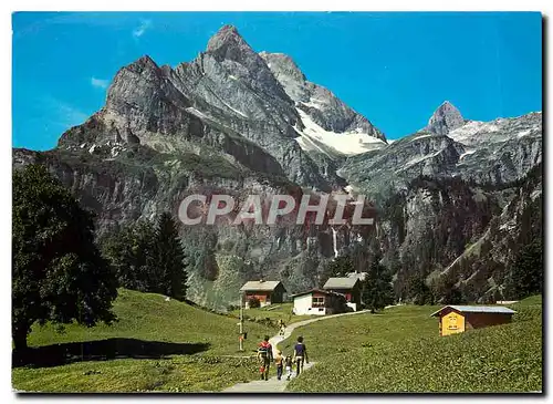 Moderne Karte Braunwald Blick gegen Ortstock und Hoher Turm