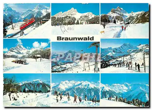 Moderne Karte Braunwald der autofreie Ferienort der Ostschweiz