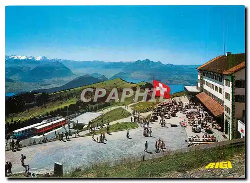 Moderne Karte Rigi Kulm Vitznau und Arth Rigi Bahnen Berner Alpen und Pilatus