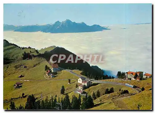 Moderne Karte Rigi Staffel Blick auf Nebelmeer und Pilatus