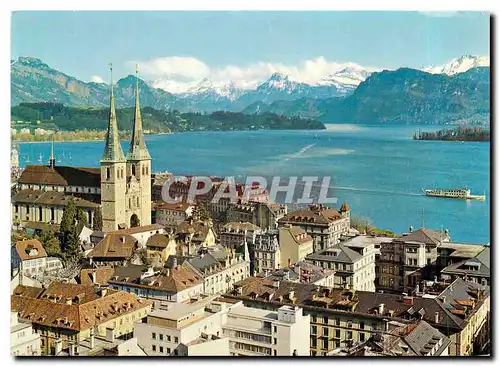 Cartes postales moderne Luzern Hofkirche mit Alpenpanorama