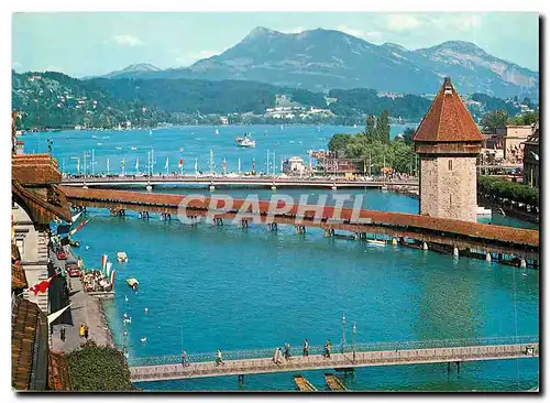 Cartes postales moderne Luzern Kapellbrucke Rigi