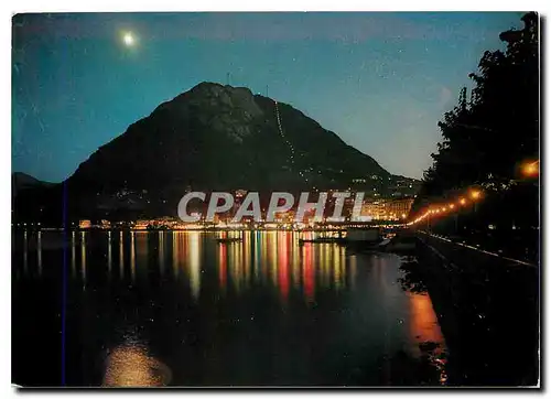 Moderne Karte Lugano Lungolago e S Salvatore di Notte