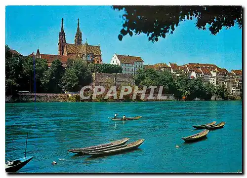 Moderne Karte Basel Rhin et Cathedrale