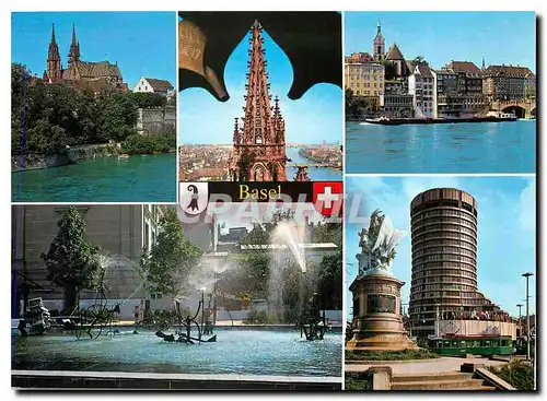Cartes postales moderne Basel Das Munster Aussicht vom Munster Hauserfront am Rhein