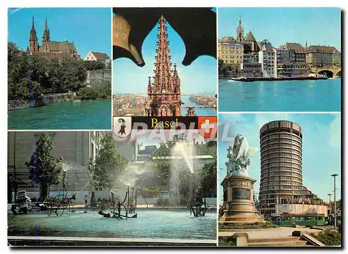 Cartes postales moderne Basel Bale Das Munster Aussicht vom Munster Hauserfront am Rhein