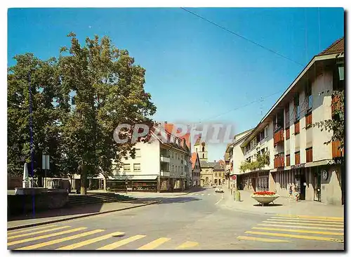 Moderne Karte Schmiedgasse mit Dorfkirche Riehen