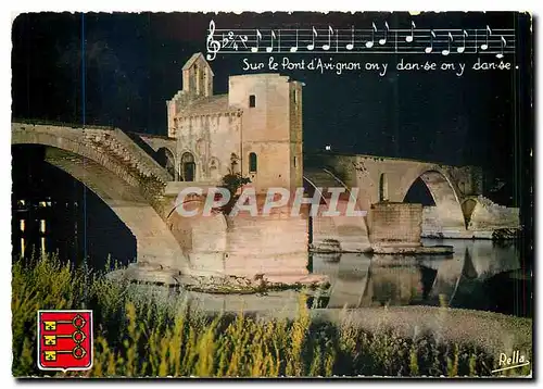 Cartes postales moderne Avignon la nuit Le Pont Saint Benezet et le Chapelle Saint Nicolas