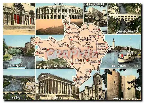 Cartes postales moderne Gard Nimes Beaucaire Pont du Gard Le Vigan