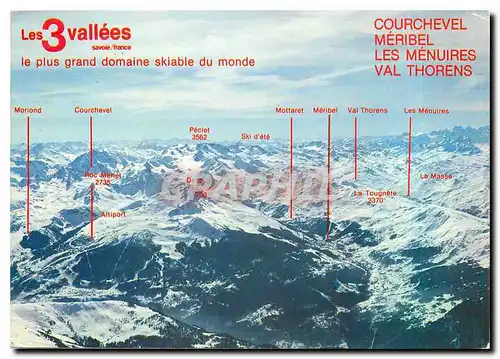 Moderne Karte Panorama des 3 Vallees Savoie France