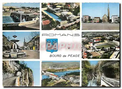 Moderne Karte Romans et Bourg de Peage Drome