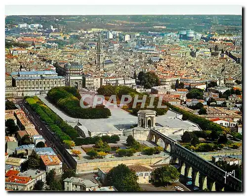 Moderne Karte Montpellier Herault Vue aerienne des Arceaux des Jardins du Peyrou de l'Arc de Triomphe