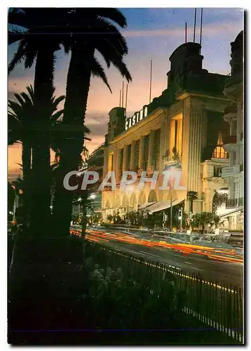 Moderne Karte Nice la nuit La Promenade des Anglais et le Palais de la Mediterranee