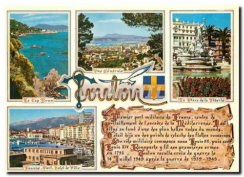 Cartes postales moderne Souvenir de Toulon Le Cap Brun Vue generale La place de la Liberte Douane Port Hotel de Ville