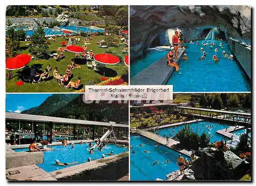 Moderne Karte Brigebard Wallis Schweiz Thermal Schwimmbader im Freien