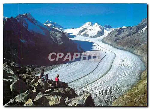 Moderne Karte Eggishorn Fiesch Grosser Aletschgletscher Jungfrau Monch Eiger