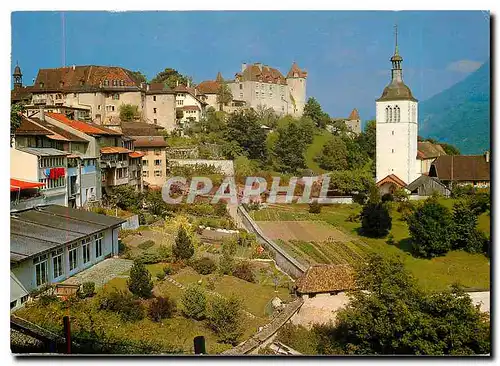 Moderne Karte Vue de Gruyeres avec l'eglise Greyerz mit Kirche