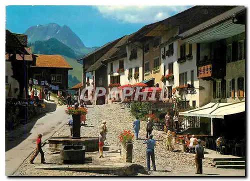 Moderne Karte Gruyeres Cite historique Au fond le Moleson