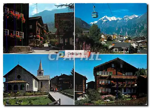 Cartes postales moderne Grachen Wallis Dorfstrasse Grachen Weisshorn Kirche