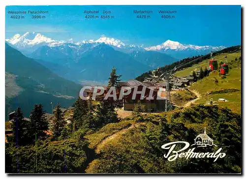 Cartes postales moderne Bettmeralp Wallis Gondelbahn Bettmerhorn mit Walliser Alpen