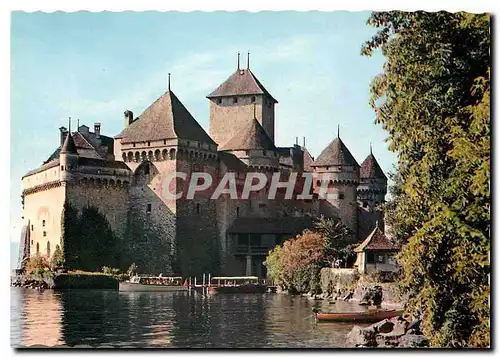 Moderne Karte Lac Leman Le Chateau de Chillon