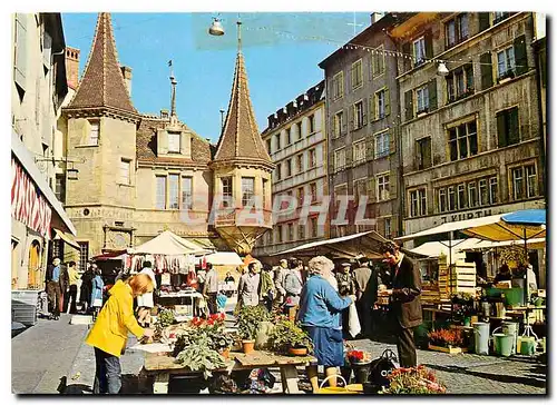 Moderne Karte Neuchatel Place des Halles