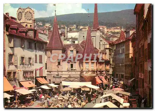 Moderne Karte Neuchatel La Place du Marche