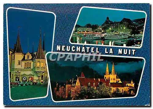 Cartes postales moderne Neuchatel La Nuit