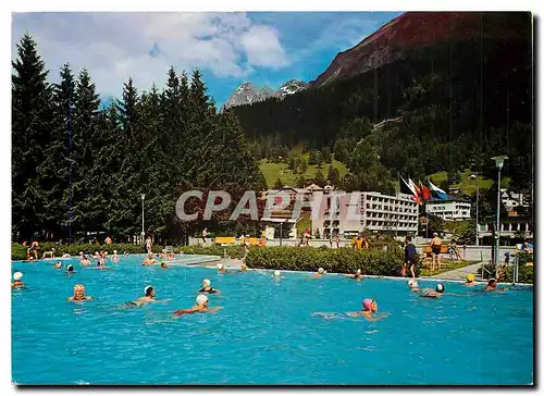 Moderne Karte Leukerbad Loeche les Bains Schwimmbad mit Majinghorn