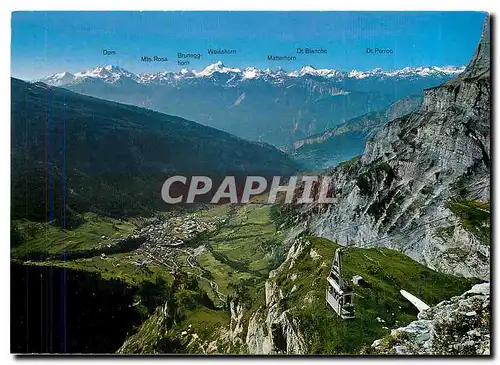 Cartes postales moderne Leukerbad Loeche les Bains Blick vom Gemmipass Lufseibahn Leukerbad Gemmi