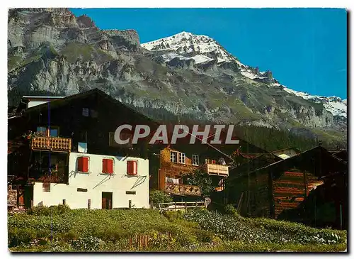 Moderne Karte Leukerbad Loeche les Bains altes Dorfli mit Rinderhorn